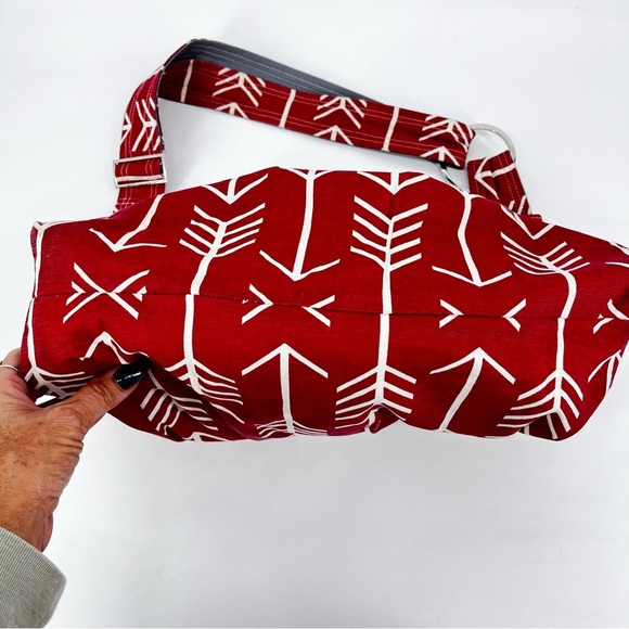 MARANDA‎ LEE Red White Printed Tote Bag Diaper Bag Carry All Canvas Over Sized - Picture 4 of 12